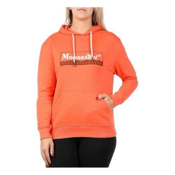 Moosejaw Original Frame Logo Pullover Hoodie Sweatshirt Flamingo Orange M - Picture 1 of 7